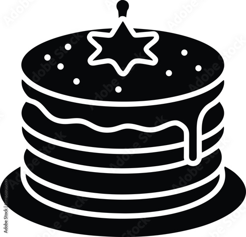 Delicious aussie style pancake stack icon with syrup drizzle