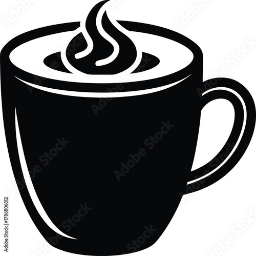 Simple cappuccino coffee mug icon for cafes and beverages