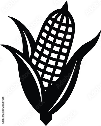 Grilled corn cob food icon with abstract elements