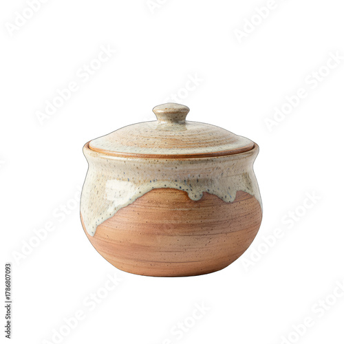 Handmade Ceramic Bowl with Lid Filled With Assorted Nuts Placed On White Background With Studio Snack Lighting