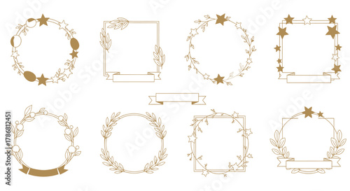 A captivating collection of elegant golden frames and decorative borders, perfect for enhancing invitations, certificates, and various graphic design projects with a sophisticated touch