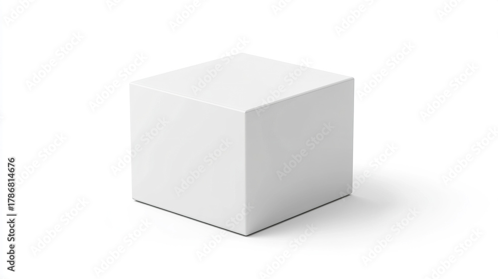 Fototapeta premium Modern white pedestal with geometric box design isolated on white background, showcasing clean lines and smooth surface for contemporary display or decoration