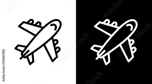 Airplane  White Icon Set Design