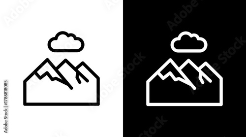 Mountain  White Icon Set Design