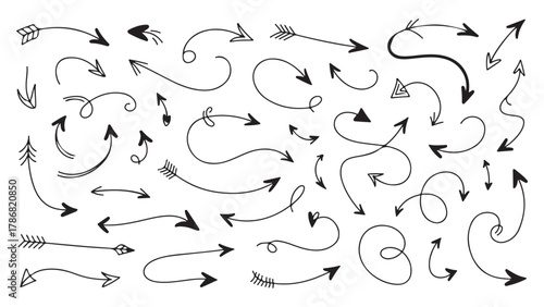 Collection of diverse directional arrow icons for user interface and navigation design