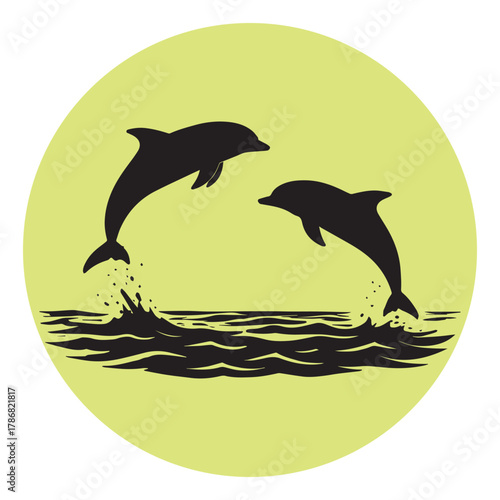 silhouette of a dolphin, dolphin 