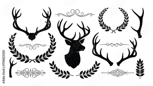 Vintage illustration of a majestic deer in a forest setting