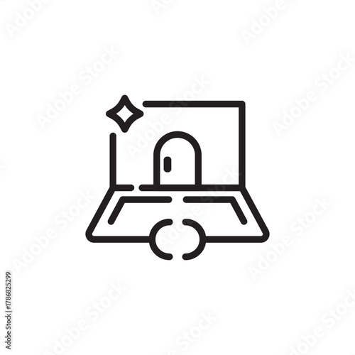 Cleanroom airlock icon symbolizing controlled entry and contamination prevention, representing specialized high-tech manufacturing, modern clean environment systems, and quality control.