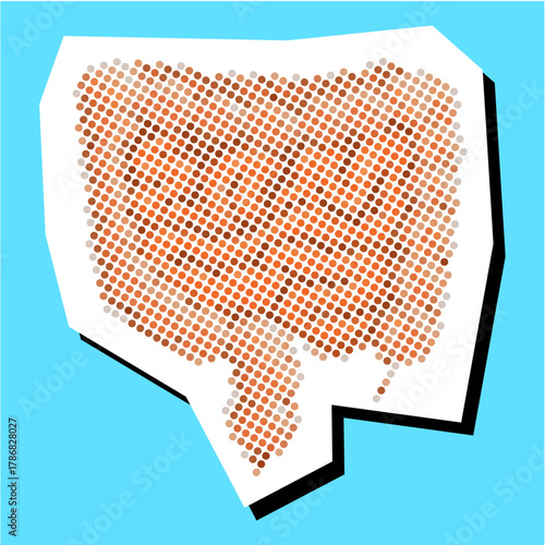 Intestines Organ Halftone Dotted Collage Element Pointillize in Paper Torn Vector Ideal for medical, health, anatomy, and biological designs requiring a retro, pop art, or distressed collage effect.