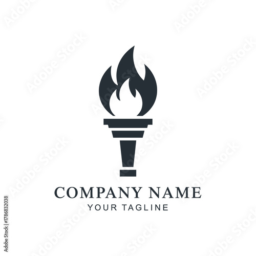 Torch logo design with flame, ideal for company branding.