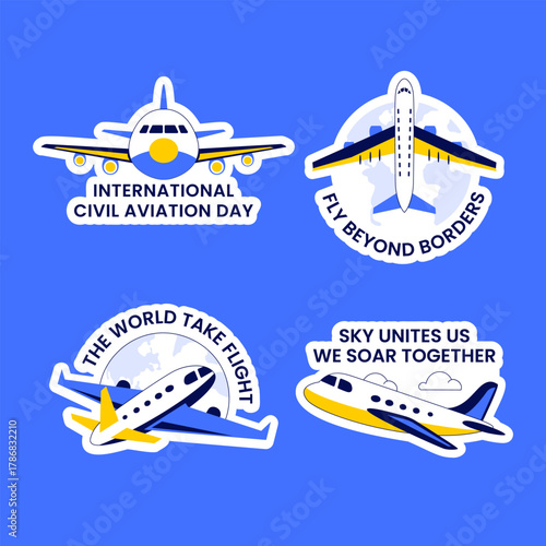 Flat Cartoon Hand Drawn Illustration Background For International Civil Aviation Day Label Design