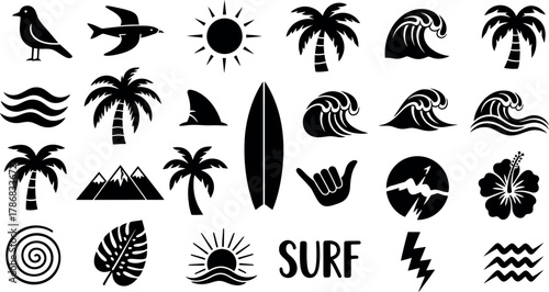 Surf icons collection Vector