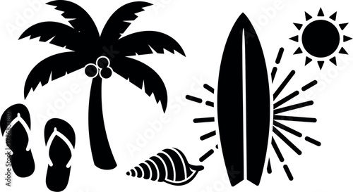 Summer beach icons Vector