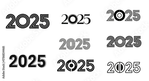 Creative Typography Concepts for 2025 Stylish Designs and Numerical Illustrations