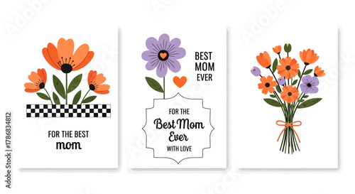 Floral Mother's Day Greeting Cards Bright Flowers, Best Mom, Love