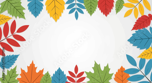Autumn Leaves Frame with Colorful Foliage for Seasonal Greetings and Decorations