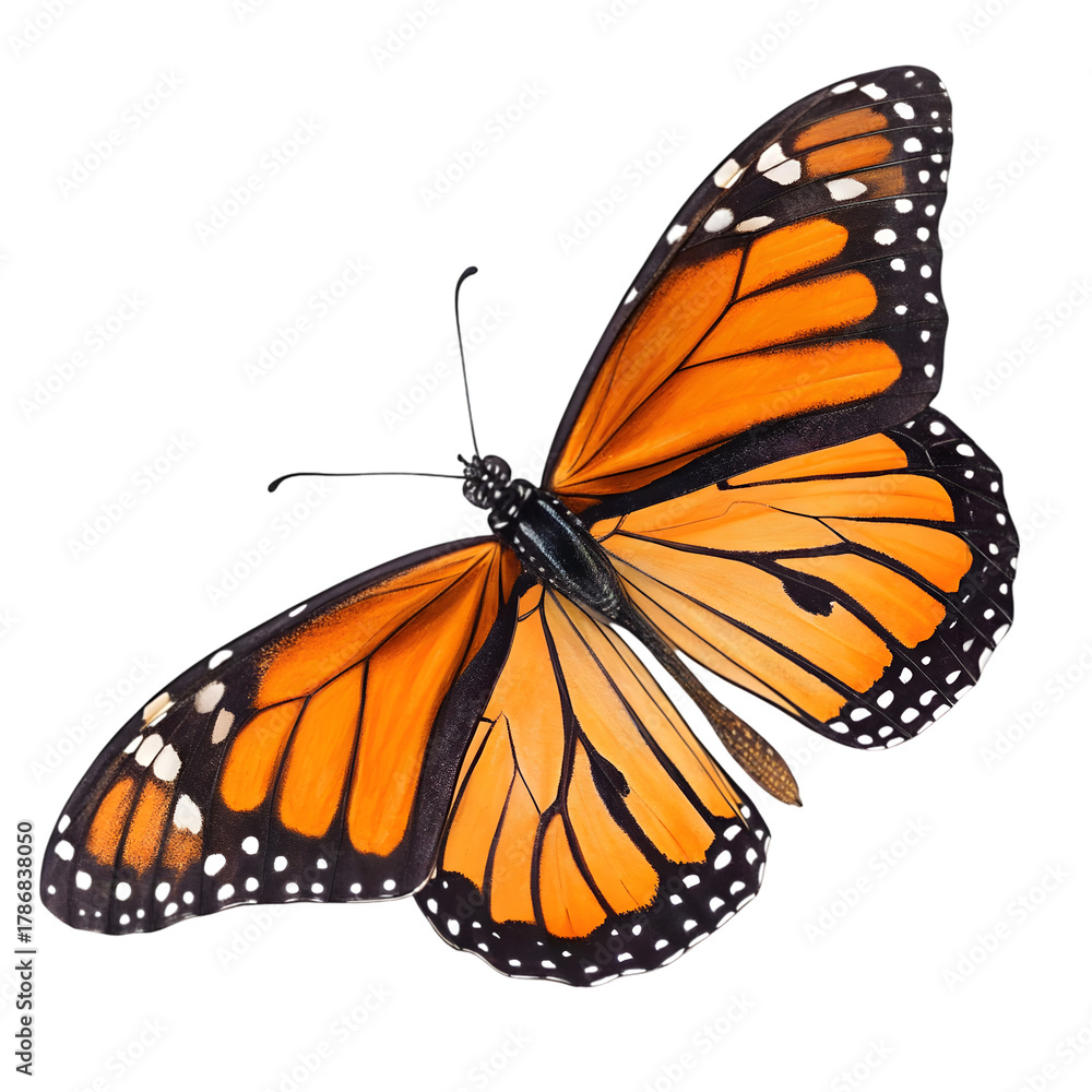 Fototapeta premium Monarch Butterfly on transparent background
