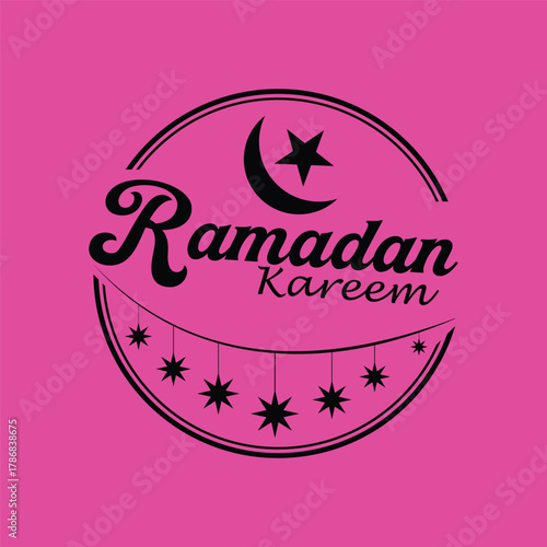 Ramadan kareem vector illustration banner with crescent moon and star decoration
