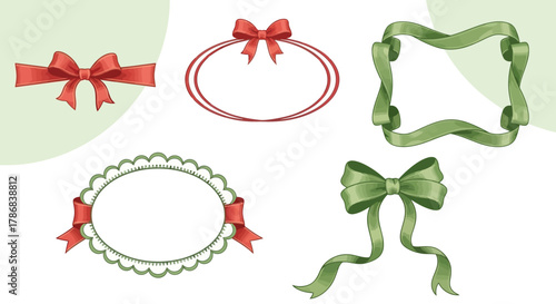 Elegant Watercolor Frames and Bows Festive Decorations for Special Occasions