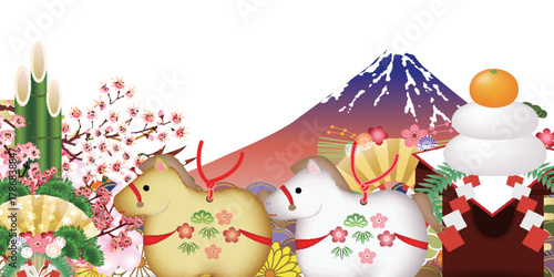 午　年賀状　干支　背景