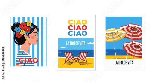 Ciao" and "La Dolce Vita" - Summer Italian Seaside-Themed Poster Set