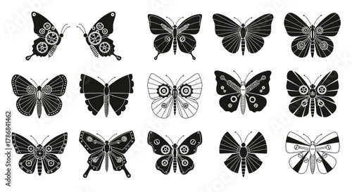 Fotografie Whimsical steampunk butterflies with intricate gears and mechanical details crea