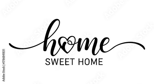Home sweet home calligraphy text vector illustration