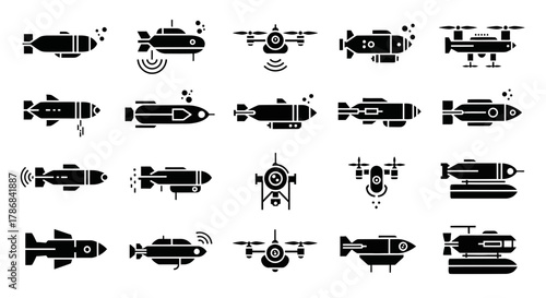 Modern aerial and underwater robotic vehicles collection for exploration, surveillance, and scientific research applications