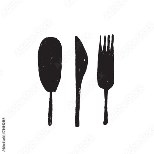 味のあるカトラリーイラスト スプーン フォーク ナイフ