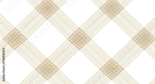 Seamless Diamond Plaid Pattern in Neutral Beige and White, Perfect for Textile Designs and Backgrounds