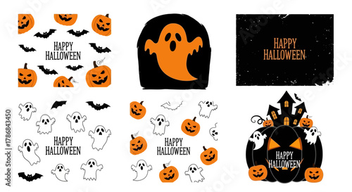 Halloween Vector Designs Pumpkins, Ghosts, and Bats