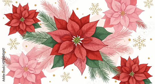 Festive Poinsettia Arrangement A Colorful Holiday Season Celebration