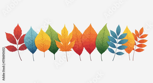 Vibrant Autumn Leaves A Colorful Illustration of Fall Season's Natural Beauty, Perfect for Design