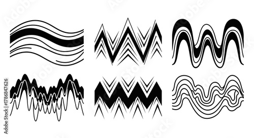 Captivating abstract wave patterns and sharp geometric designs offer dynamic visual elements for modern design projects and artistic creations.