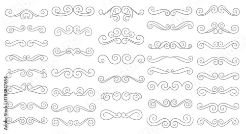 Elegant decorative flourishes and dividers adding sophisticated style to invitations, cards, and professional designs with timeless appeal.