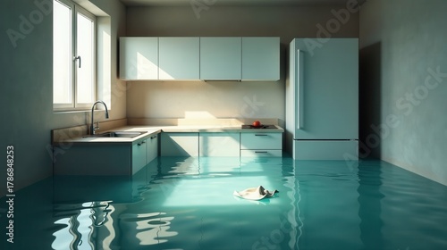 Flooded Kitchen A Visual Depiction of Water Damage and the Need for Immediate Remediation