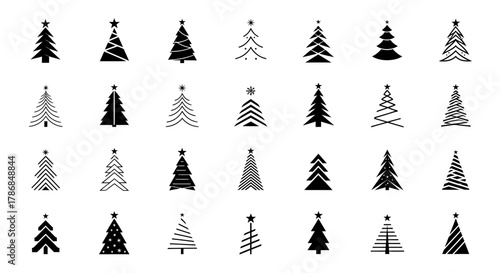 Icon set Christmas tree design elements, illustrator and vector