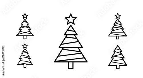 Icon set Christmas tree design elements, illustrator and vector