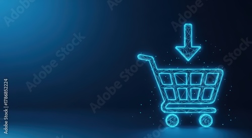 Digital shopping cart icon with an arrow indicating adding items