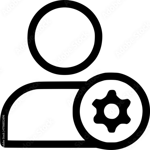 An outline icon representing user profile management, personal skills, expertise, competency, and account settings