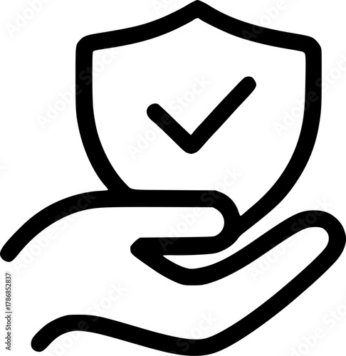 An outline icon representing trust, protection, security, quality assurance, verified service, and reliable partnership