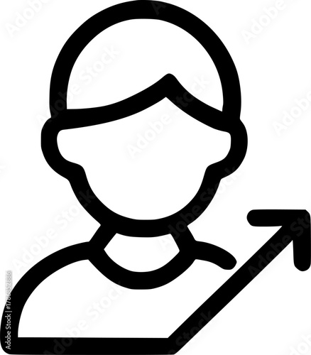 An outline icon representing personal or career growth, motivation, self-improvement, and upward progression of a user.