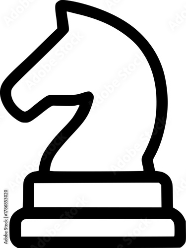 An outline icon representing strategic planning, chess tactics, long-term business strategy, and intellectual challenge