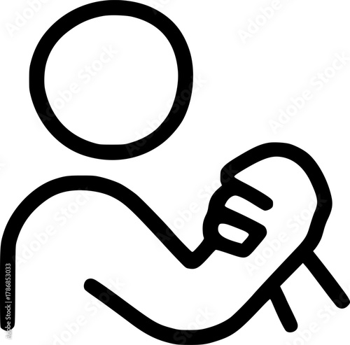 An outline icon representing a person teaching, giving instructions, presenting, or pointing out important information