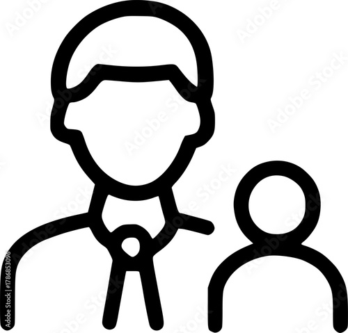 An outline icon representing a role model, professional mentor, boss, or a leader guiding another person