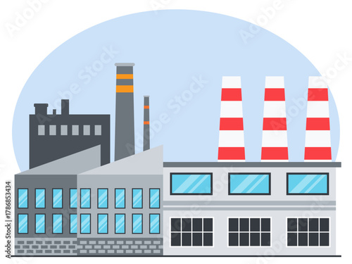 Industrial zone with factories. Industry vector illustration. Flat illustration concept.