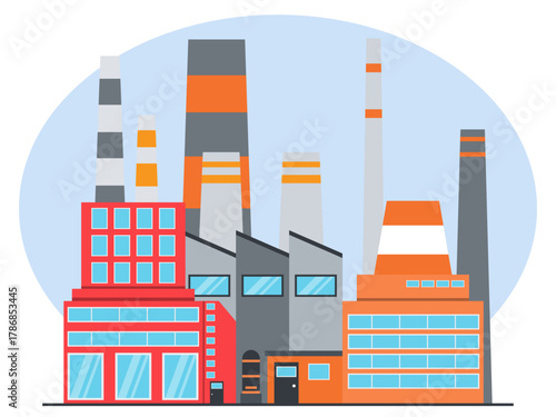 Large industrial factory complex. Industry vector illustration. Flat illustration concept.