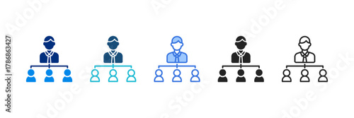 Organizational Chart Icon Set Multiple Style Vector Illustration 