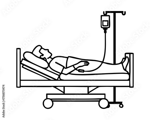 Patient in hospital bed vector illustration