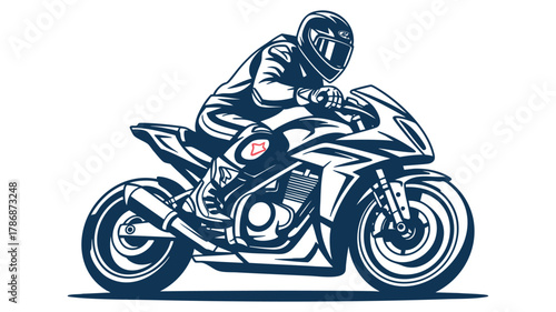 Sport biker racing illustration